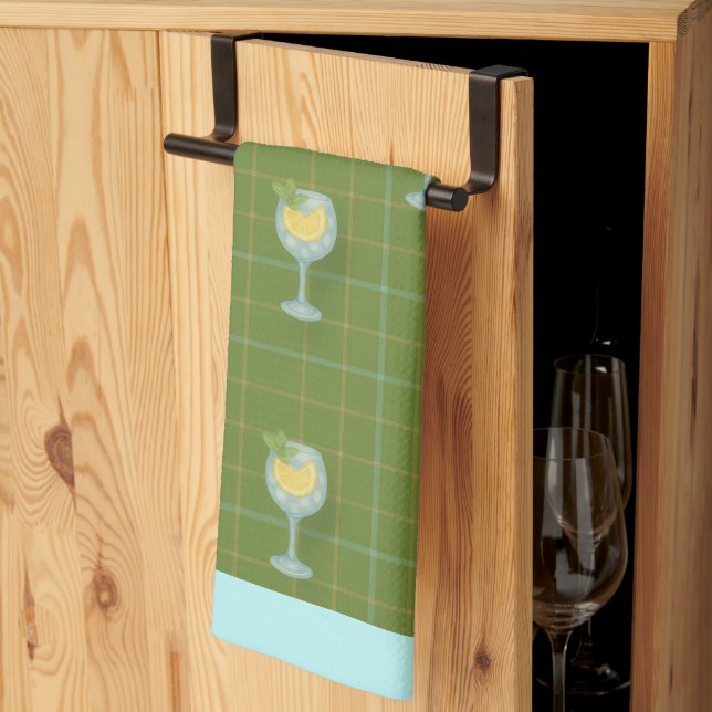 Vineyard G&T Plaid Tea Toalla - Oliva (Pliegue de tercios)