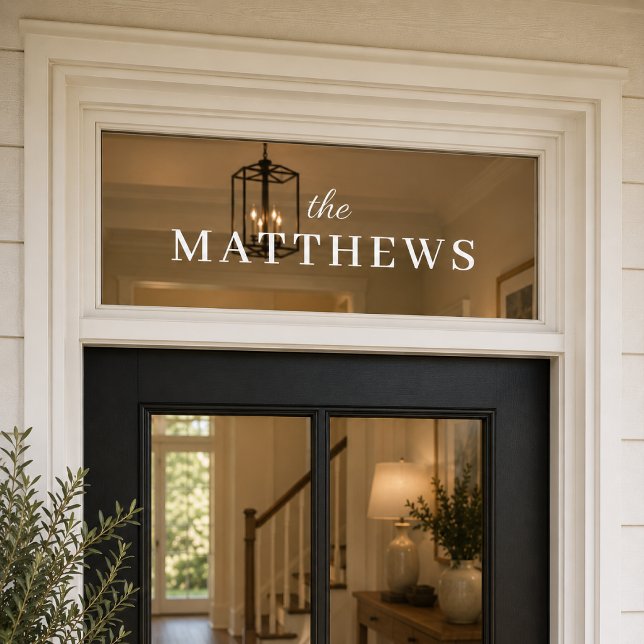 Vinilo adhesivo | Calcomanía personalizada con el  (Personalized family name vinyl decal for front doors, porch glass, and new home decor.)