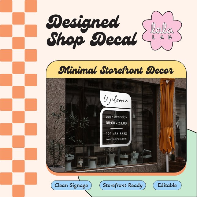 Vinilo de bienvenida y horario para negocios blanc (Subido por el creador)