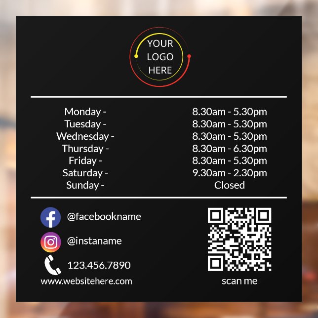 Vinilo de horario comercial personalizado con logo (Hoja 2)