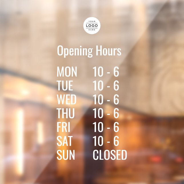 Vinilo de horario comercial personalizado con logo (Hoja 2)