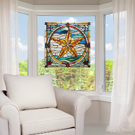 Vinilo de ventana de estrella de mar de vidrio teñ