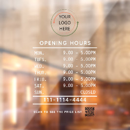 Vinilo de ventana de horario comercial personaliza