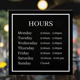 Vinilo de Ventana de Horarios Mínimos de Apertura