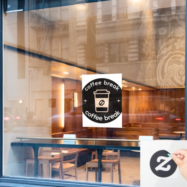 Vinilo de ventana para pausa de café | Decoración  (Ventana de cafetería)