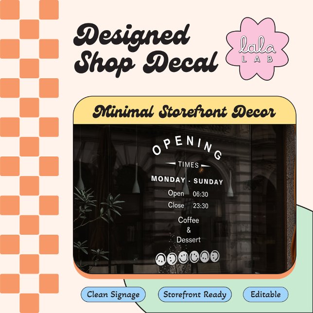 Vinilo editable de horario de apertura blanco para (Subido por el creador)