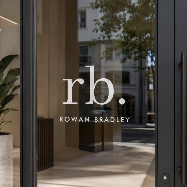 Vinilo para Ventana | Calcomanía Personalizada par (Personalized glass door decal with initials and name for business or personal spaces)