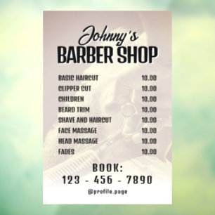 Vinilo para ventana de lista de precios de barberí
