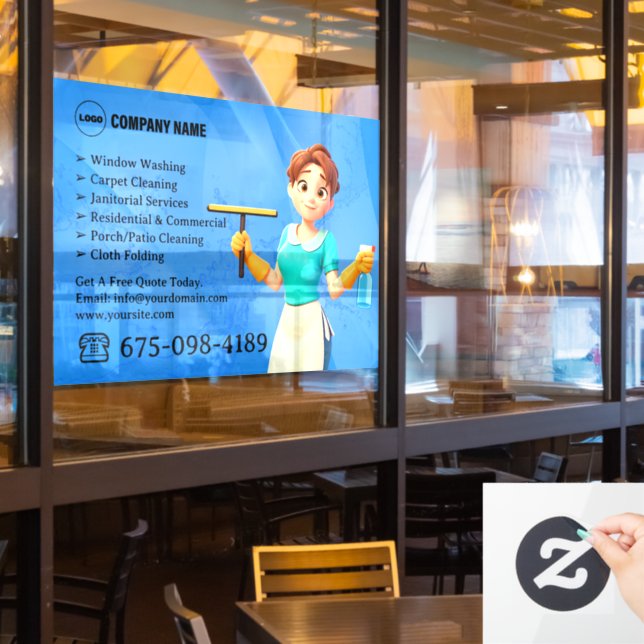 Vinilo para ventana de servicio de limpieza (ventana del restaurante)