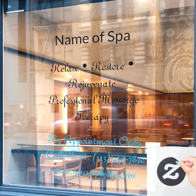 Vinilo para ventana de spa de 52" x 72"  (Ventana de cafetería)