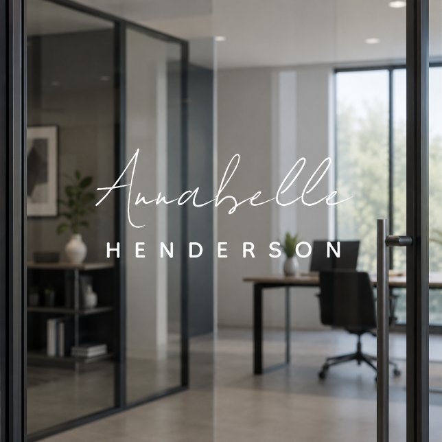 Vinilo para Ventana | Placa de Nombre Personalizad (Custom office glass nameplate decal for business doors, studios, and personal spaces)