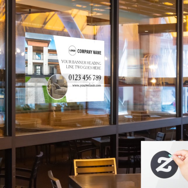 Vinilo personalizado para ventana de bienes raíces (ventana del restaurante)
