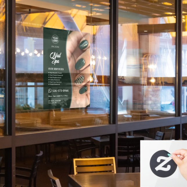 Vinilo personalizado para ventana de spa de uñas (ventana del restaurante)