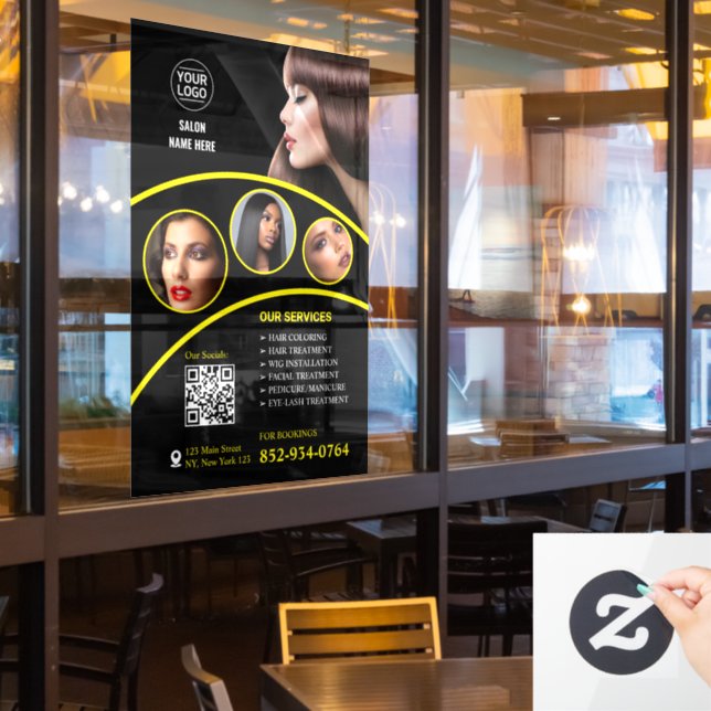 Vinilo personalizado para ventanales de salón de b (ventana del restaurante)
