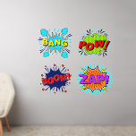 Vinilos De Pared Bang Pow Boom Zap Pop Art 50"<br><div class="desc">4 Grandes Decales de Pared de Arte Pop - - Cambiar el tamaño de estas calcomanías cambiando el tamaño de la Hoja Decal - 4 tamaños - de 12" x 12" a 36" x 36" - Estas se imprimen sobre un fondo transparente, pero puede cambiar a un fondo semitransparente o...</div>