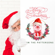 Cuidada acuarela Cerdo y nombre familiar Feliz Nav