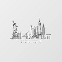 Vinilos De Pared Minimalist New York City Skyline Line Art