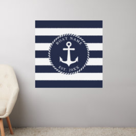 Vinilos De Pared Nautical Anchor Naval nombre del barco azul y blan