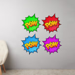 Vinilos De Pared Pow Burst, sobre Green Red Blue Purple, Pop Art 50<br><div class="desc">Pow Burst in Yellow on Green Red Blue and Purple - a Great Pop Art Wall Decal - Cambia el tamaño de estas calcomanías cambiando el tamaño de la Hoja Decal - 4 tamaños - de 12" x 12" a 36" x 36" - Estas se imprimen sobre un fondo transparente,...</div>
