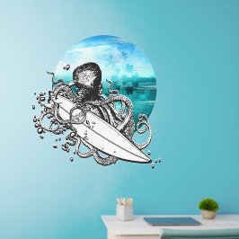 Vinilos De Pared Pulpo de surf verano océano isla tropical