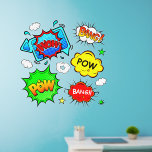 Vinilos De Pared Wow Bang Pow, rojo azul amarillo verde, pop art 36<br><div class="desc">5 Grandes Decales de Pared de Arte Pop - - Cambiar el tamaño de estas calcomanías cambiando el tamaño de la Hoja Decal - 4 tamaños - de 12" x 12" a 36" x 36" - Estas se imprimen sobre un fondo transparente, pero puede cambiar a un fondo semitransparente o...</div>