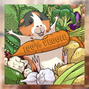 Vinilos Para Cristales 100% Veggie Happy Guinea Pig With Carrot
