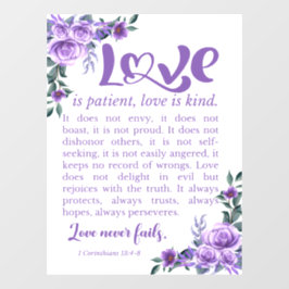 Vinilos Para Cristales 1 Corintios 13:4-8 El amor es la flor púrpura del 