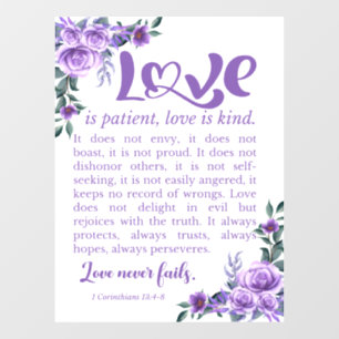Vinilos Para Cristales 1 Corintios 13:4-8 El amor es la flor púrpura del