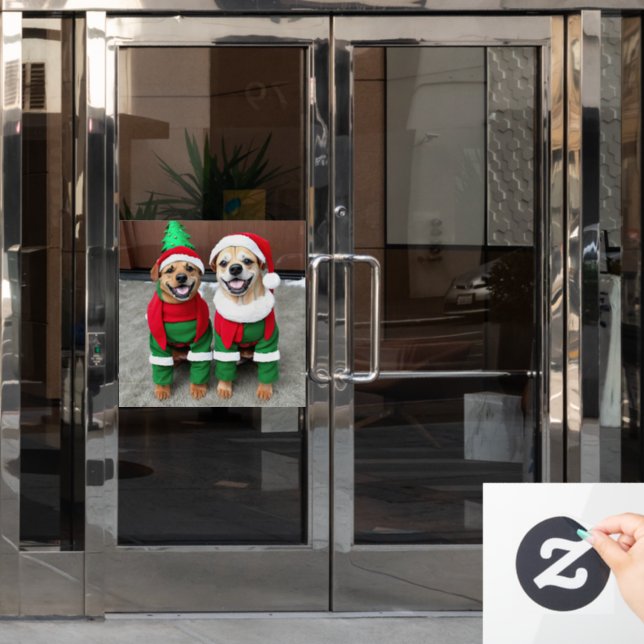 Vinilos Para Cristales 2 perros con disfraces de Navidades (Puerta de oficina)