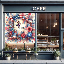 Vinilos Para Cristales 4 de julio Día de la Independencia Americana Rojo 