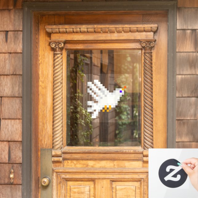 Vinilos Para Cristales 8 bits Cute Pixel Art White Dove Flying Fun Geeky (Puerta de casa)