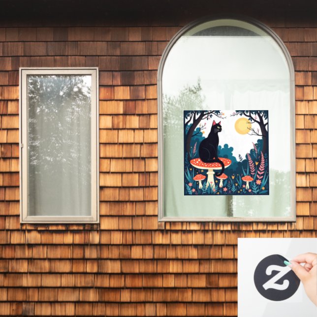 Vinilos Para Cristales A Familiar Black Cat And Toadstools Halloween 4 (Ventana de inicio)