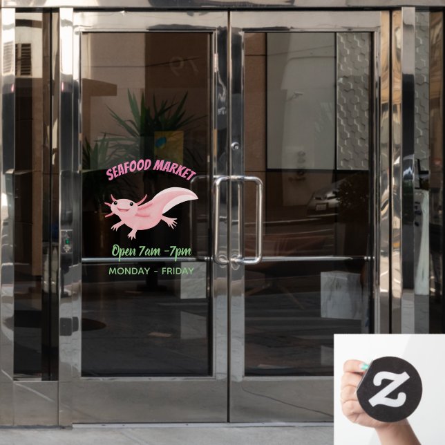 Vinilos Para Cristales Aaxolotl lindo rosa feliz (Puerta de oficina)