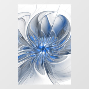 Vinilos Para Cristales Abstracto Flor de arte fractal de color gris azul