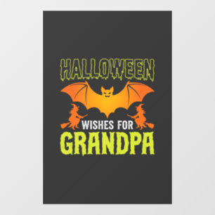Vinilos Para Cristales Abuelo de Halloween Murciélago Bruja Deseos