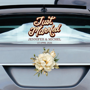 Vinilos Para Cristales Acaban de casarse elegante coche de bodas con let