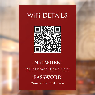 Vinilos Para Cristales Acceso a Red WiFi   Mostrar Contraseña Código QR