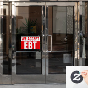 Vinilos Para Cristales ACEPTAMOS Tarjeta EBT Letrero Comercial Rojo
