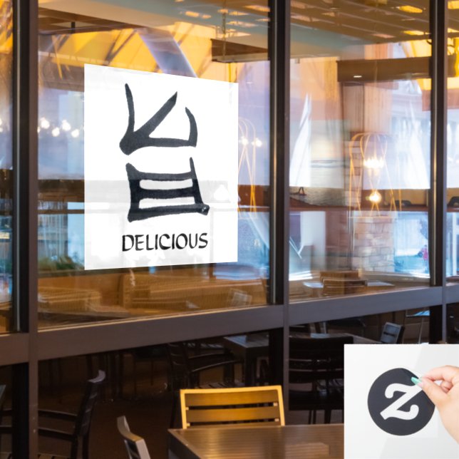 Vinilos Para Cristales Aclavamiento de ventana negra Kanji Delicious (ventana del restaurante)