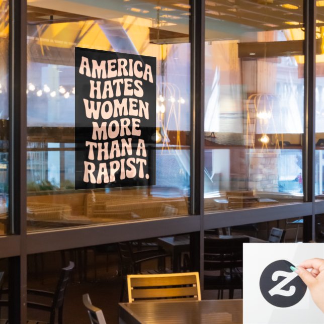Vinilos Para Cristales Activista feminista anti-MAGA en contra de Trump (ventana del restaurante)