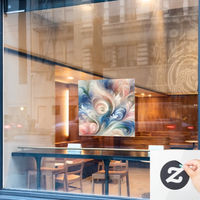 Vinilos Para Cristales Acuarela Fantasía Pastel Floral Azul & Crema (Ventana de cafetería)