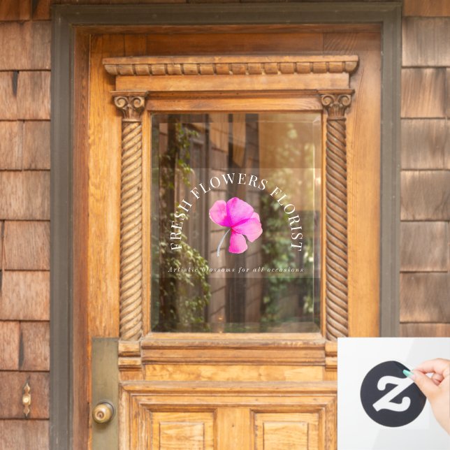 Vinilos Para Cristales acuarela floral rosa (Puerta de casa)