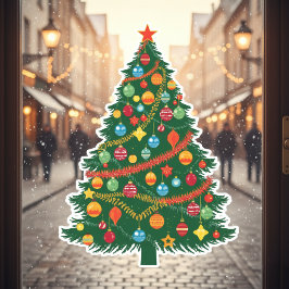 Vinilos Para Cristales Adhesivo de ventana de árbol de Navidad clásico