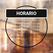 Adhesivo de ventana de horario comercial redondo