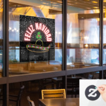 Adhesivo de ventana Feliz Navidad Neon