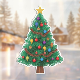 Vinilos Para Cristales Adhesivo Navideño de árbol de Navidad festivo y re
