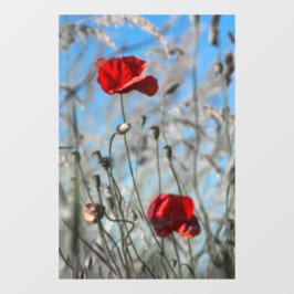 Vinilos Para Cristales Adhesivo para Ventana - Amapola Roja - Flor Cielo