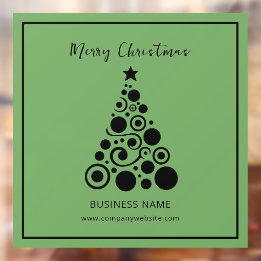 Vinilos Para Cristales Adorno Navideño Negro sobre Verde para Árbol de Na