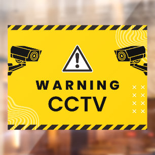 Vinilos Para Cristales Advertencia Cámara de Vigilancia CCTV Ámbar