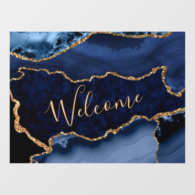 Vinilos Para Cristales Agato de mármol Purpurina de oro azul marino y fal (Hoja)